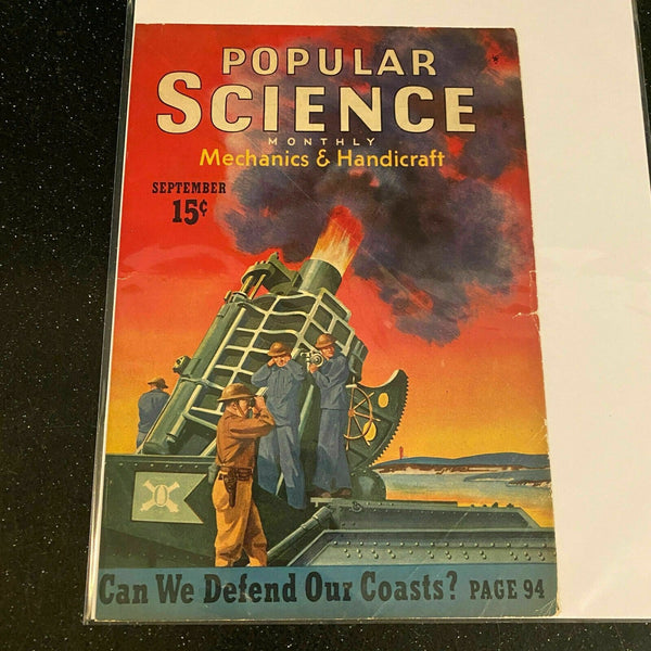 Popular Science September 1940 WW2 Coastal Defense Vintage Print Magazine Cover