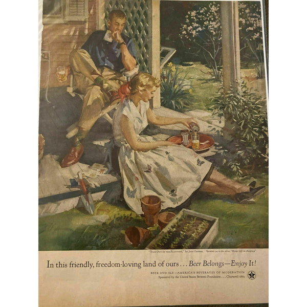1954 Beer United States Brewers Foundation Gardening Vintage Magazine Print Ad