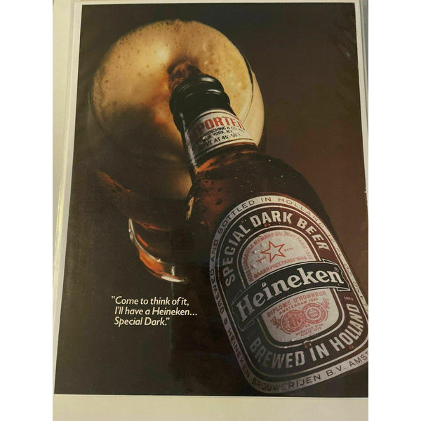 1983 Heineken Special Dark Beer Bottle Vintage Magazine Print Ad