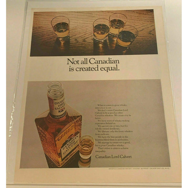 1970 Canadian Lord Calvert Whiskey Shot Glasses Vintage Magazine Print Ad