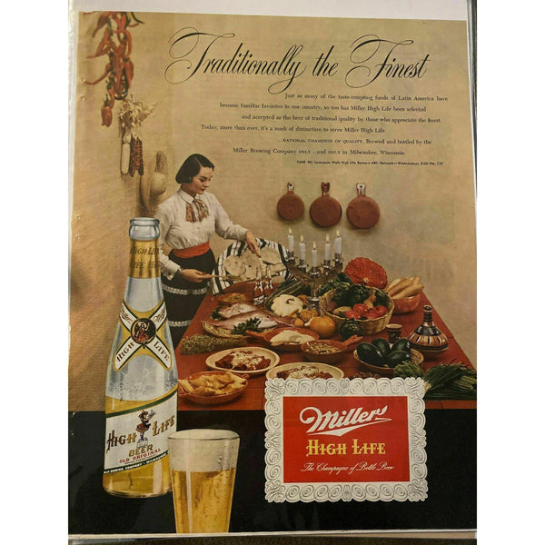 1951 Miller High Life Beer Milwaukee Latin American Food Vtg Magazine Print Ad