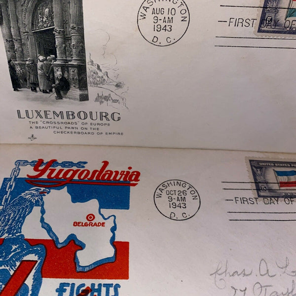 Occupied Nations WWII FDC Lot 1943 Cachet Luxembourg Yugoslavia Scott 912 917