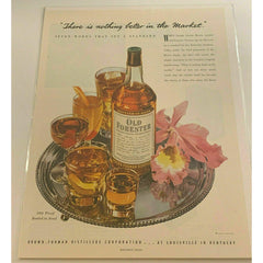 1949 Old Forester Bourbon Whiskey Tray Vintage Magazine Print Ad