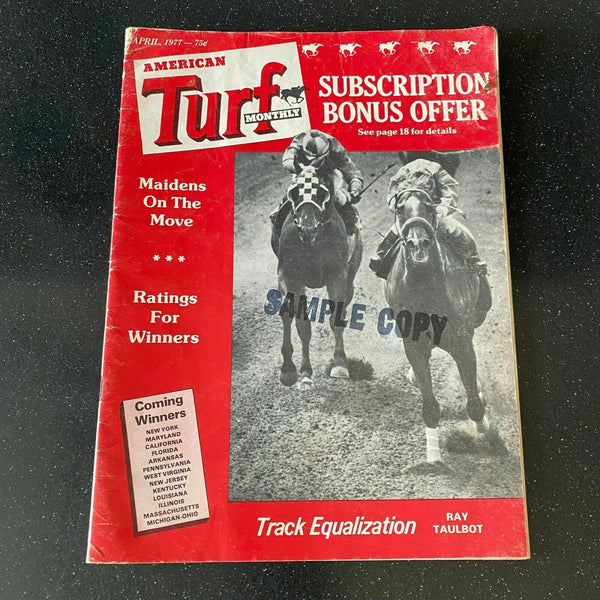 American Turf Monthly April 1977 Horse Racing Ratings Track Vintage Magazine