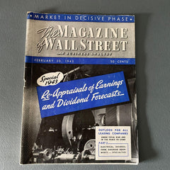 Magazine of Wall Street and Business Analyst February 20 1943 WW2 WWII stock market movie prop