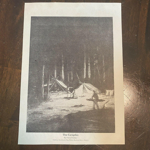 1930 The Campfire Vintage Print Hans Kleiber Tents Forest