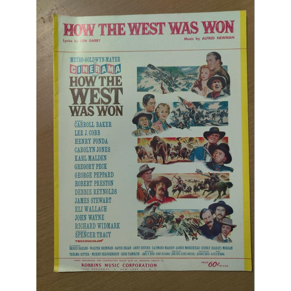 How the West Was Won Movie Sheet Music Jimmy Stewart John Wayne 1963