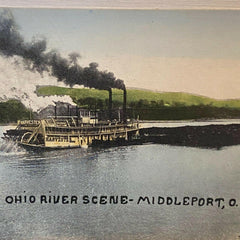 Ohio River Middleport Postcard Harvester Paddlewheel Steamboat Early 1900s