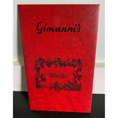 Giovanni's Wine List Cocktail Menu California 1978 Italian Restaurant
