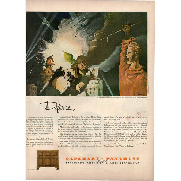 1943 capehart panamuse shostakovitch record changer radio Vtg Magazine Print Ad
