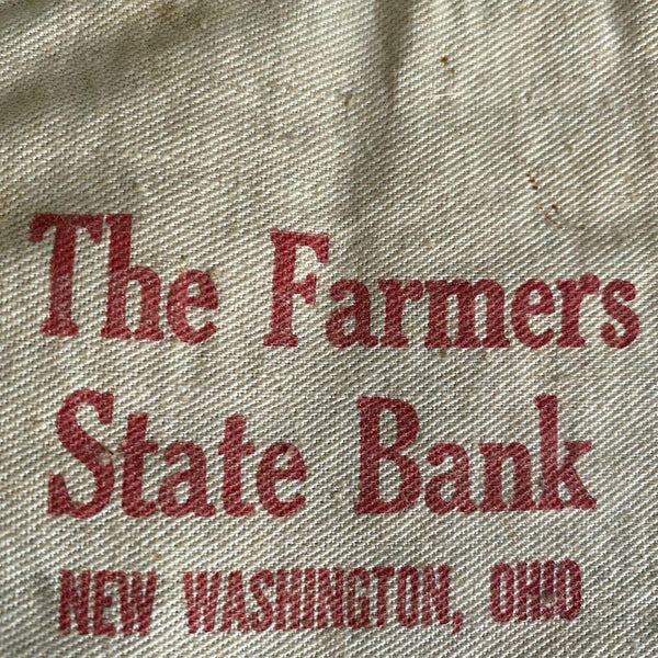 The Farmers State Bank Ohio New Washington Vintage Cash Bag