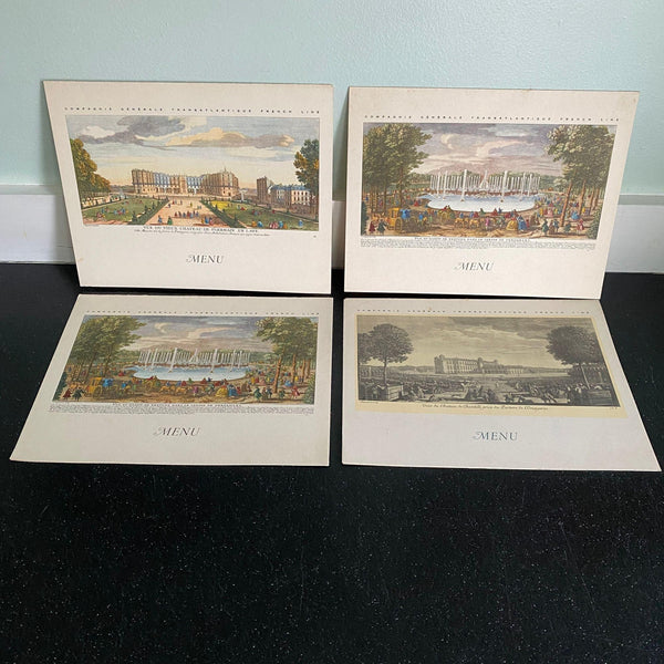 French Line 1959 Tourist Class Menus Lot of 4 S.S. Flandre Cruise Line Ship Travel
