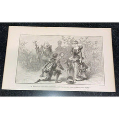 Man Kneeling Before Woman Herald Dog Vintage Print 1885 Karst White