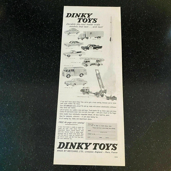 1962 Dinky Toys Meccano Rocket Cars Trucks Police Vintage Magazine Print Ad