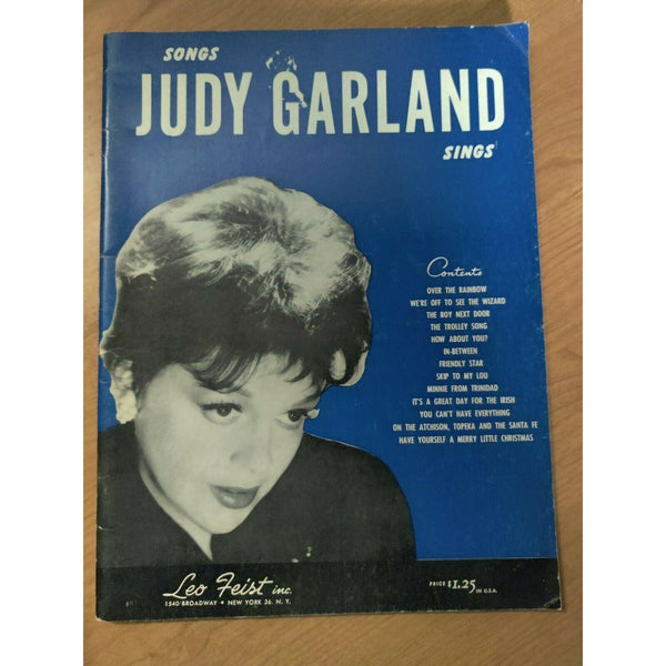Songs Judy Garland Sings Sheet Music Song Book Over the Rainbow Wizard of Oz