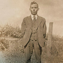 Man in Suit RPPC Unused Divided Back Postcard Vintage Early 1900s Farm Field