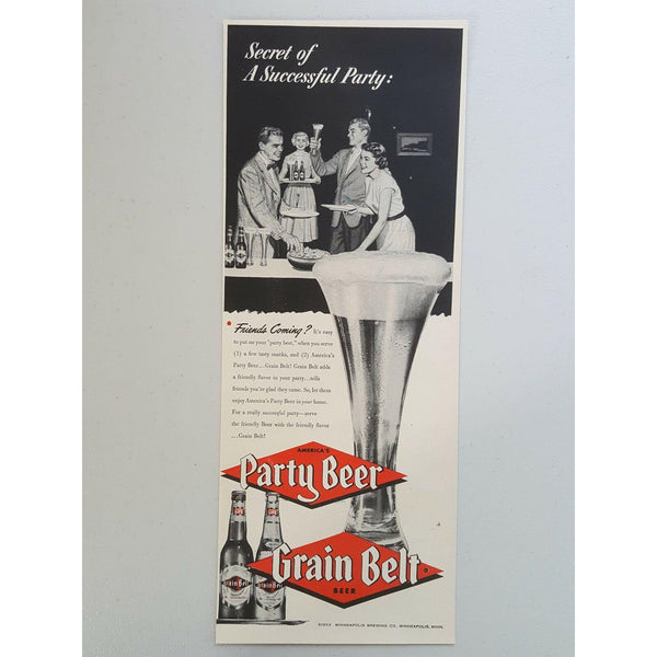 1953 Grain Belt Party Beer Minneapolis Brewing Vtg Magazine Print Ad