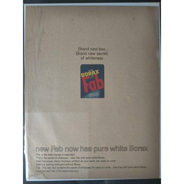 Borax Fab Laundry Detergent 1965 Vintage Magazine Print Ad