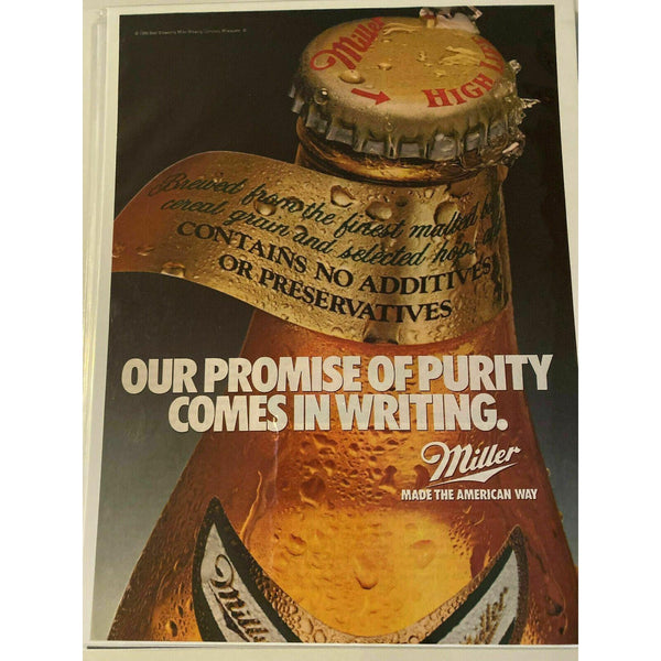 1986 Miller High Life Beer Bottle Vintage Magazine Print Ad