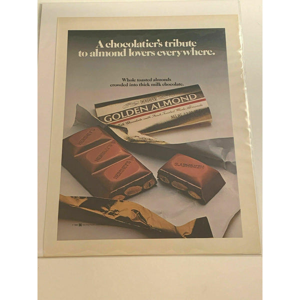 1982 Hersheys Golden Almond Chocolate Candy Bar Vintage Magazine Print Ad