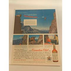 1957 Canadian Club Whisky Tightrope Alberta Whiskey Vintage Magazine Print Ad