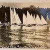 Yacht Club Regatta Clear Lake Ray Indiana RPPC Postcard Vintage 1947 Sailboats
